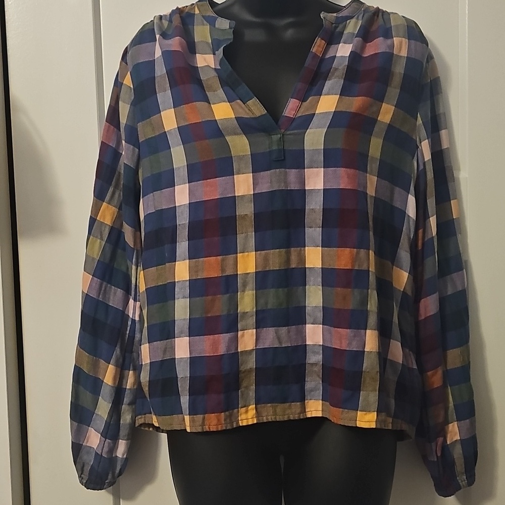 GAP Women's Multicolor Plaid Top - Picture 4 of 5